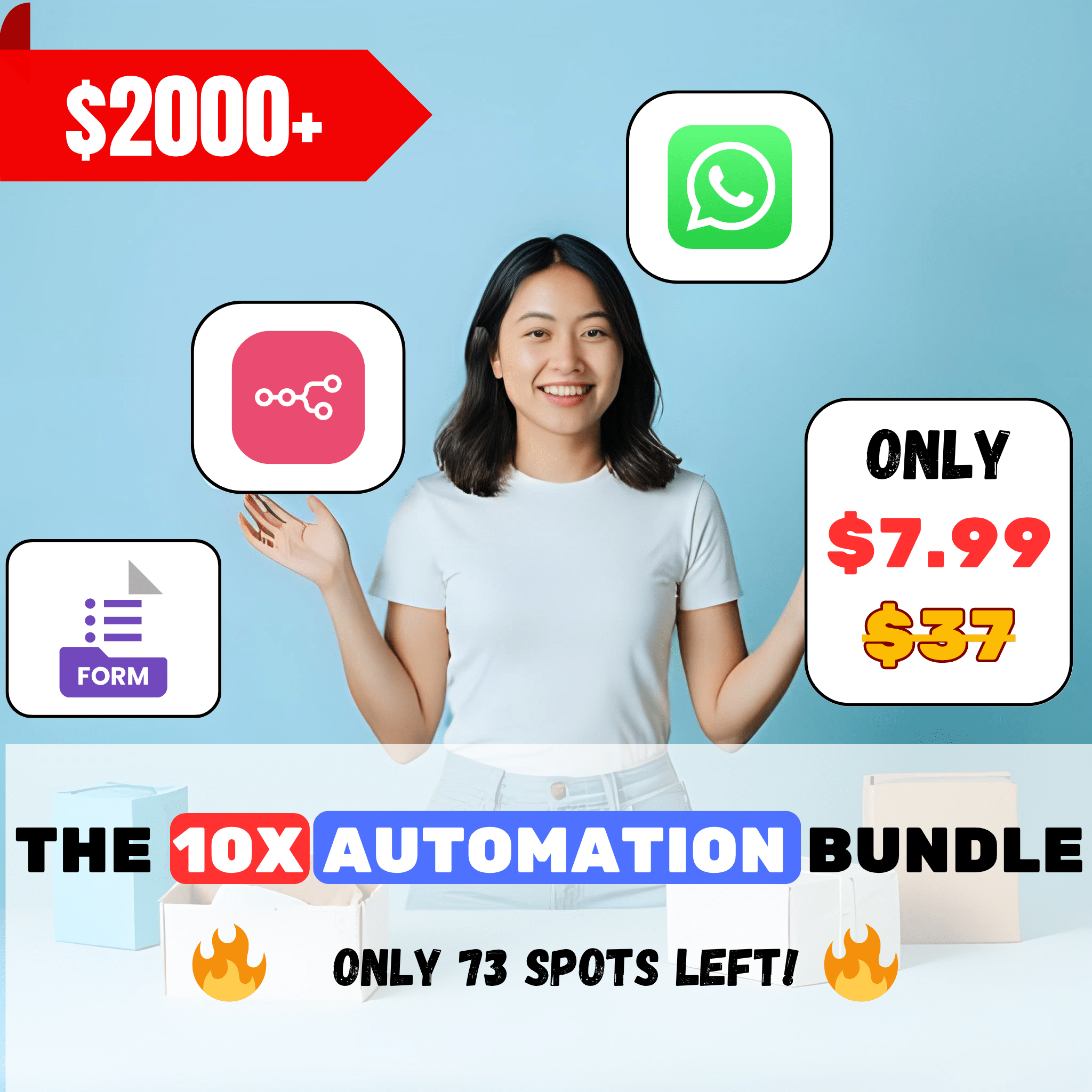 A girl pointing the offer that will change the people time and energy to more productive and more